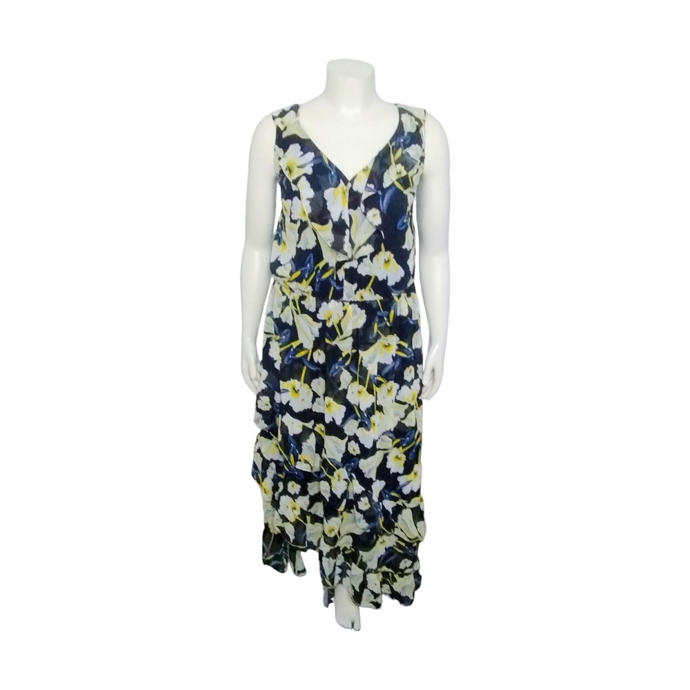 I.N.C Women's Floral Bohemian Chiffon Ruffle Asymmetrical‎ Flirty Dress Size 20W